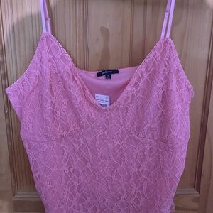 Ambiance Pink Lace-Trim Camisole Top
